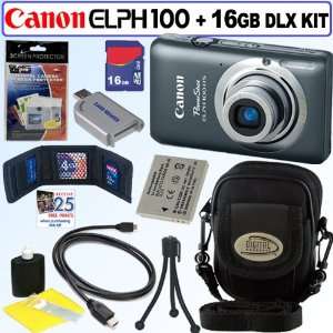 Canon PowerShot ELPH 100 HS 12.1 MP CMOS Digital Camera (Grey) + 16GB 