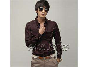   shirts slim fit Dress Patched,Buttons Trendy Style Boy Love  