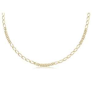 14K Solid Yellow Gold, 10 + 7, Figaro Link Chain / Necklace 3mm Wide 