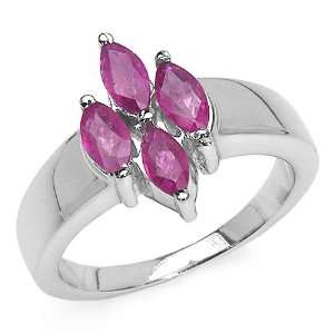  1.20 Carat Genuine Ruby Sterling Silver Ring: Jewelry