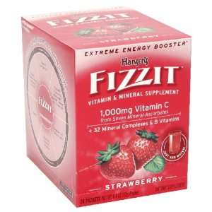 Hansens Fizzit Vitamin & Mineral Drink Mix, Strawberry , 24 packets 