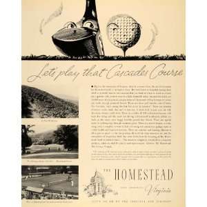  Virginia Golf Course Clubs Ball   Original Print Ad