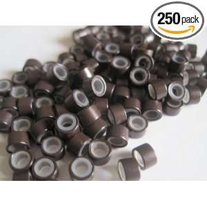  250 PCS 5mm Brown Silicone Lined Micro Links Rings Beads 