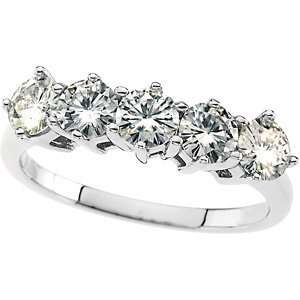 14K White Gold 04.00 MM=1 1/4 CTTW Created Moissanite Anniversary Band