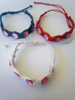 Puerto Rico Flag Handmade Hand Knitted Wristband Bracelet Cuff Band 