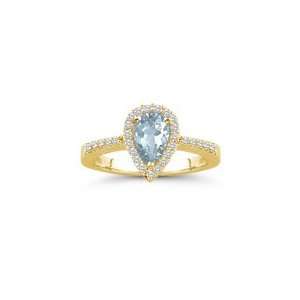  0.22 Cts Diamond & 1.34 Cts Sky Blue Topaz Ring in 14K 