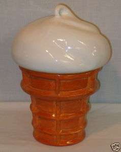 Ice Cream Cone Cookie Jar Vanilla Ceramic 12Tall NEW  
