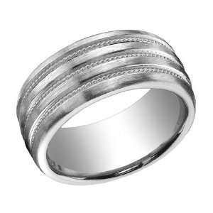  Benchmark Mens 10mm Comfort Fit Wedding Band in Sterling 