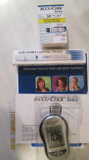 Accu Chek Aviva Blood Glucose,50 Test Strips Plus Free Meter + Lancing 
