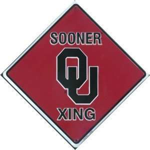  Oklahoma Sooner Crossing Sign Metal Embossed 12 x 12 