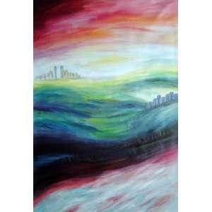 City upon Hills Oil Painting 36 x 24 inches:  Home 