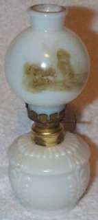 Virginia Milk Glass Miniature Oil Lamp with Globe  