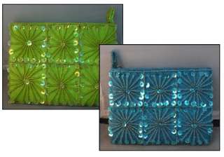 Beaded Sequined Small Clutch Purse Blue or Green Made in Indonesia 