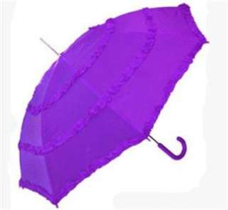 Ladies Parasol Triple Ruffle Umbrella White Purple Pink Red 46 Arc 