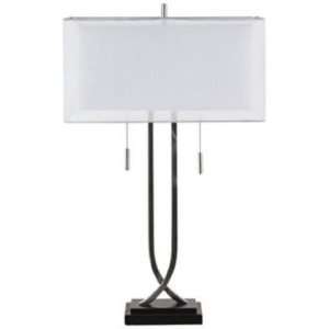 Double Box Shade Nickel Table Lamp: Home Improvement