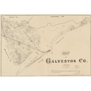  1879 Map of Galveston Co., Texas.