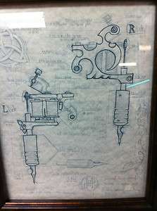 Tattoo Machine Design Print. Sketch showing specs and concepts. Super 