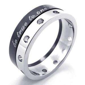 Men Women Black Silver Love Stainless Steel Ring Size 8  