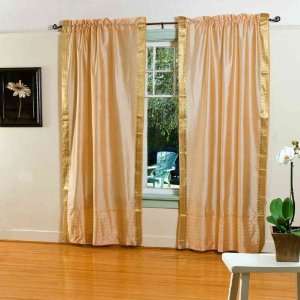  Golden 84 inch Rod Pocket Sheer Sari Curtain Panel (India 