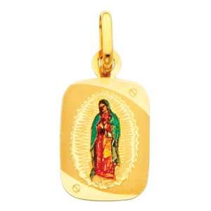   Gold Religious Our Lady of Guadalupe Enamel Picture Charm Pendant