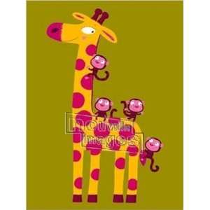 Girafe And The Monkeys   Poster (12x15.75)