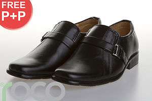 BOYS BLACK SLIP ON WEDDING PROM PAGEBOY SHOES for suits  