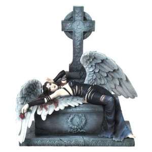  Female Dark Angel Lying on Grave with Sorrow Sculpture 