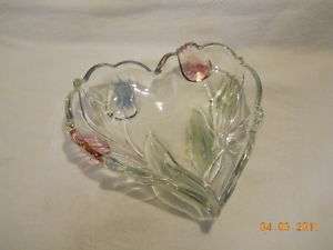 Clear Glass Heart Shaped Candy Dish   Free Shipping  