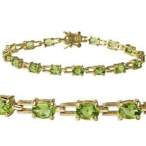    Sterling Silver and Genuine Peridot in line Bracelet: Jewelry