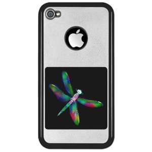  iPhone 4 or 4S Clear Case Black Rainbow Dragonfly 