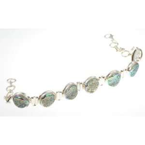   Sterling Silver TITANIUM DRUSY DRUZY Bracelet, 6.63   7.88, 14.85g