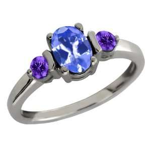   Ct Genuine Oval Blue Tanzanite Gemstone 10k White Gold Ring: Jewelry