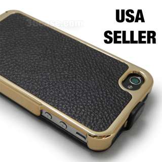 Genuine Leather Black Flip Case for Verizon iPhone 4 4G  