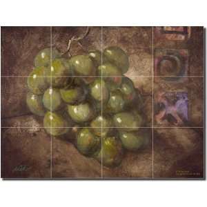  Green Grapes by Wilder Rich   Fruit Ceramic Tile Mural 18 