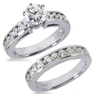  2.35 Carats Diamond Bridal Engagement Ring Set Jewelry