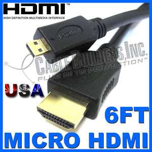 6FT MICRO HDMI TO HDMI HIGH SPEED CABLE 6 TYPE D TO A  