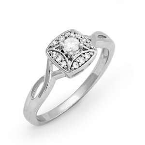   White Gold Round Diamond Twisted Promise Ring (1/6 cttw): D GOLD
