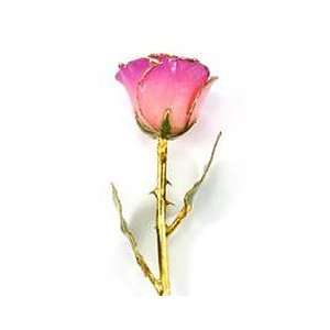  REAL FLOWER Pink Picasso Rose 12in Stem Gold Plated Patio 