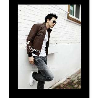   Causal Leather Long Sleeve Coat Jackets faux Leather Slim Fit  