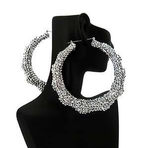Allover Iced Out Basketball Wives POParazzi Earrings 2022 Silver 88mm 