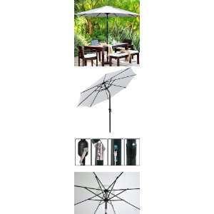  9 ft Outdoor Patio Tilt Table Umbrella White: Patio, Lawn 