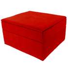 Quality Jewelry Box W/ Cleaning Cloth Mirror Red Velveteen Case