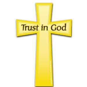  Trust in God Car Magnet   Gold Christian Cross: Home 