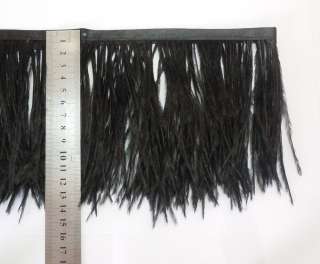 Fj1 4 6 Black Ostrich Feather fringe Trim by Yard  