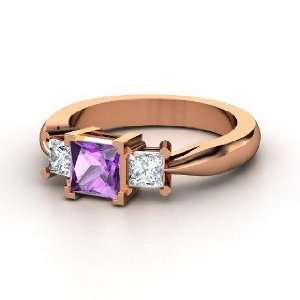  Ariel Ring, Princess Amethyst 14K Rose Gold Ring with 