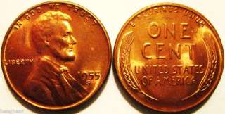 1955 S RED GEM BU Lincoln Cent   Super   See Photos  