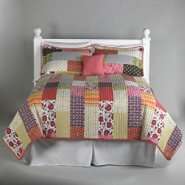   Home Coral Boho Patchwork Quilt 5 Piece Bedding Set 
