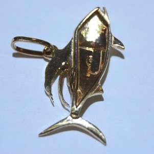 14K GOLD ROOSTER FISH CHARM PENDANT ROOSTERFISH  
