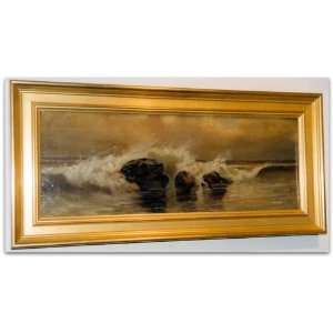  Crashing Tide, Original 1889 Seascape Oil Painting By 