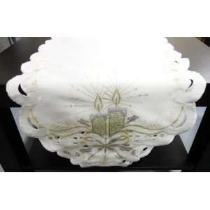   GOLD EMBROIDERED CANDLE BELLS TABLE RUNNER 13 X 70 